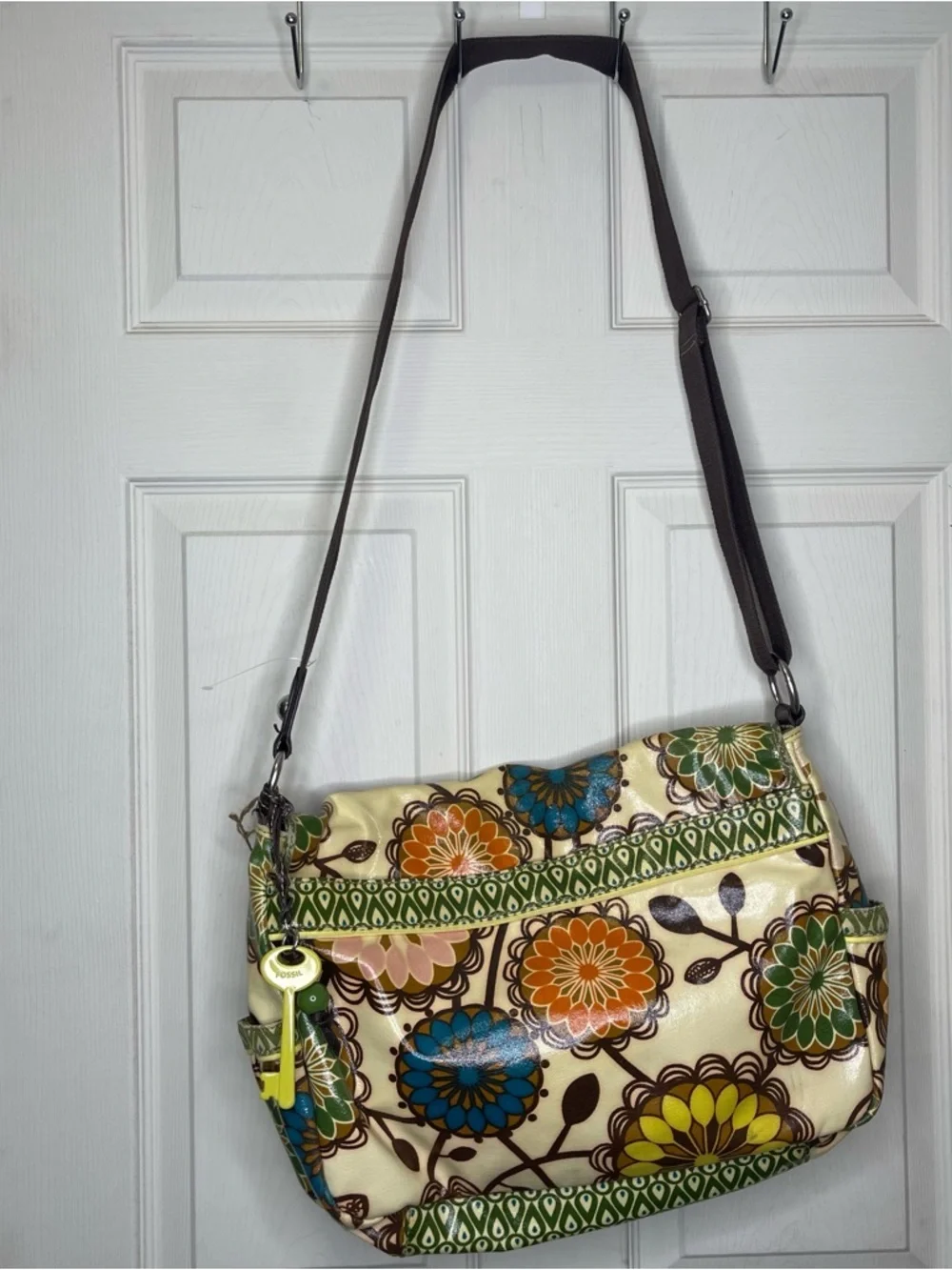 Fossil Color Coated Canvas Shoulder Crossbody Computer Bag Travel Bag